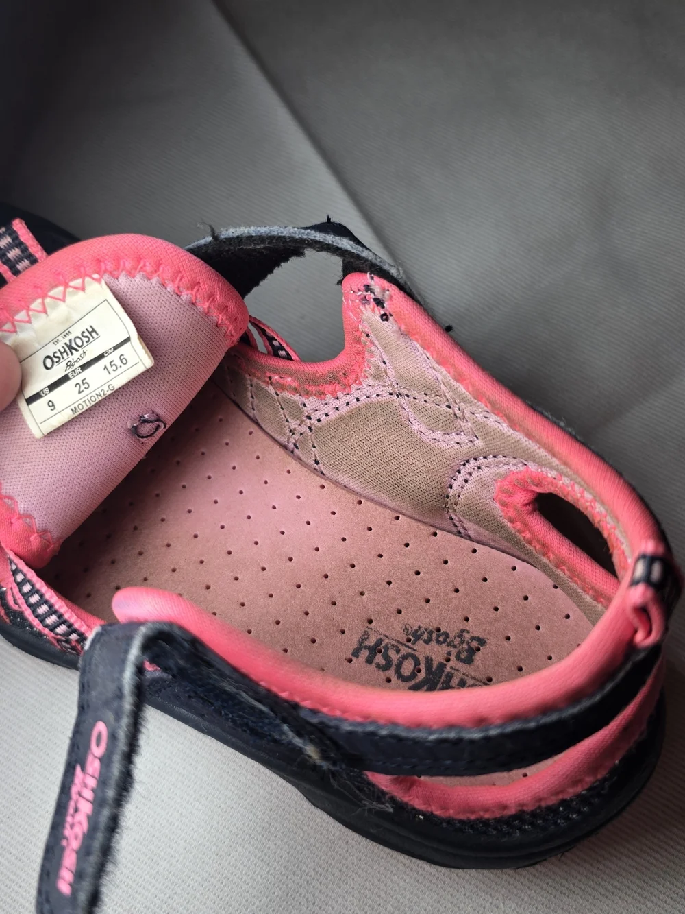 OshKosh B'gosh Kids' Navy and Pink Closed Toe Sandals - Washable, Hook and Loop